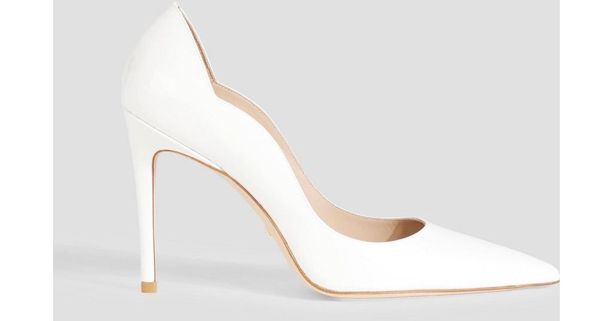 Stuart Weitzman Stuart 100 Scalloped Patent-leather Pumps in White | Lyst