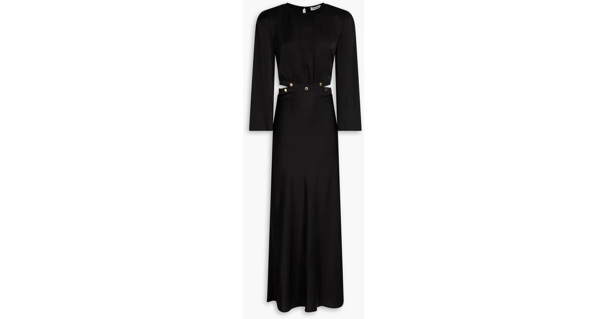 Sandro Embellished Cutout Satin Maxi Dress in Black | Lyst UK