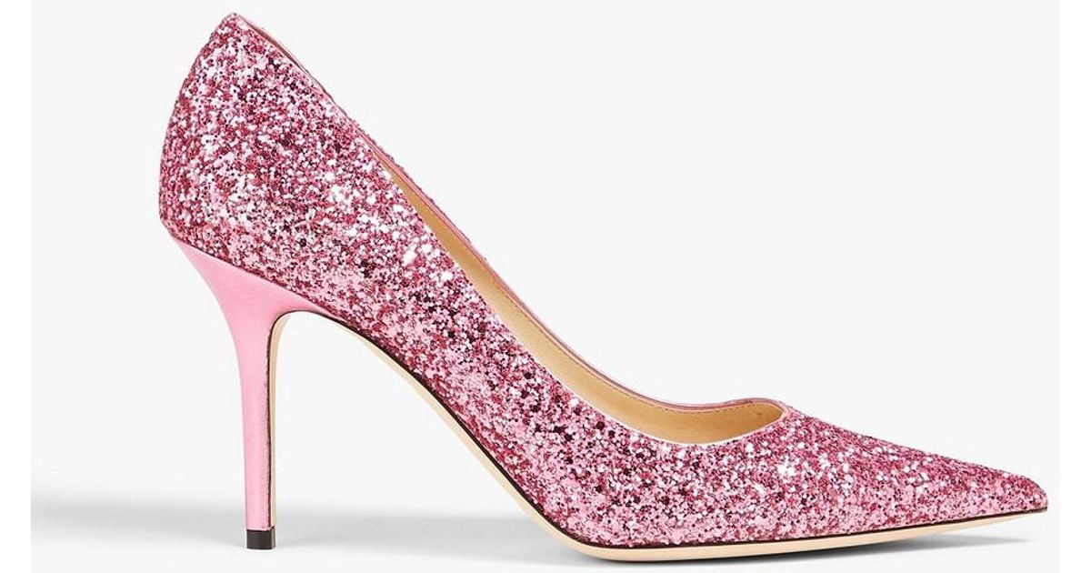 Jimmy Choo Agnes Embellished Leather Pumps in Pink | Lyst UK