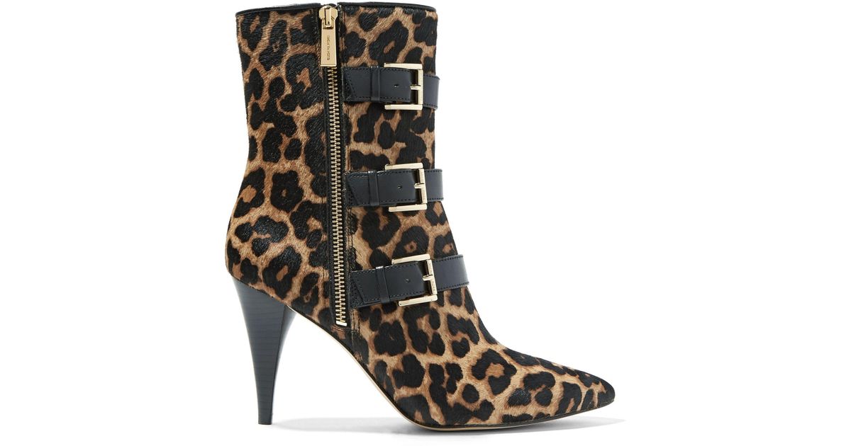 MICHAEL Michael Kors Lori Leopard-print Calf Hair Ankle Boots Animal ...