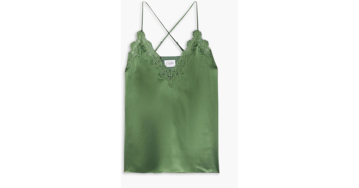 CAMI NYC Florentine lace-trimmed cutout silk-satin camisole
