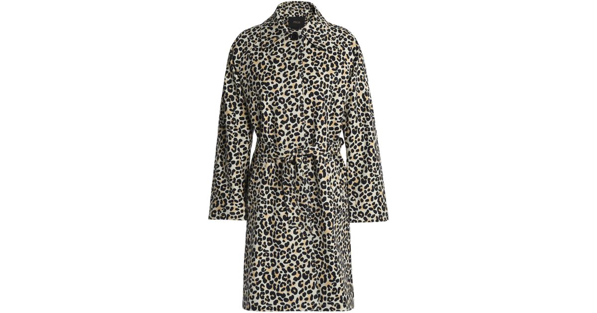 Maje Woman Guillaume Leopard print Cotton blend Trench Coat Animal Print in Black Lyst Canada