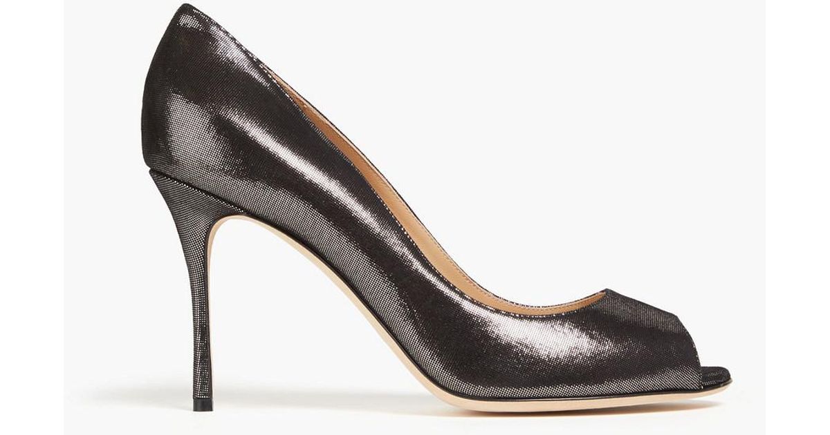 Sergio Rossi Suede Pumps in Metallic Lyst