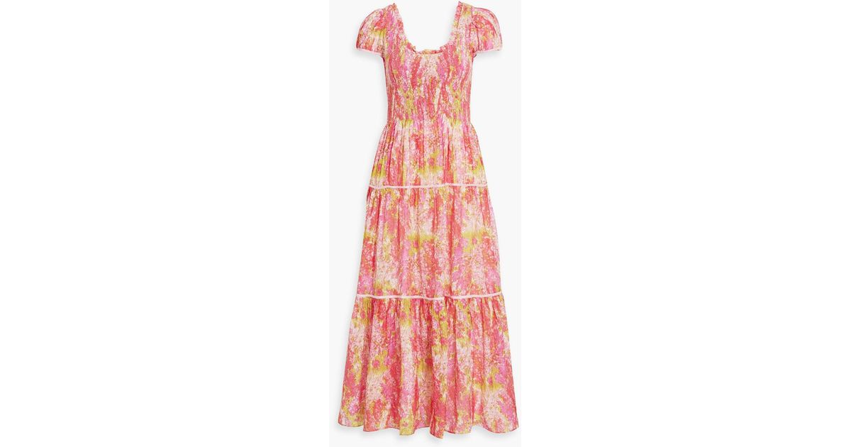 LoveShackFancy Elisabelle Shirred Floralprint Cotton And Silkblend