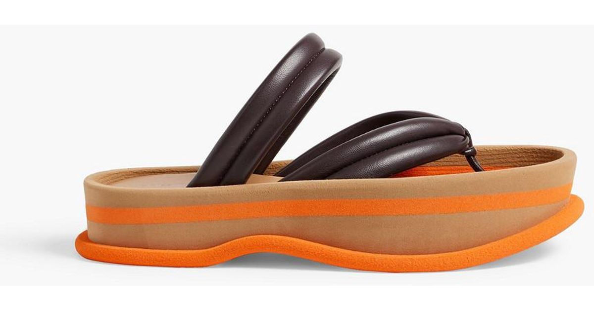 Dries Van Noten Quilted Leather Platform Sandals in Orange | Lyst