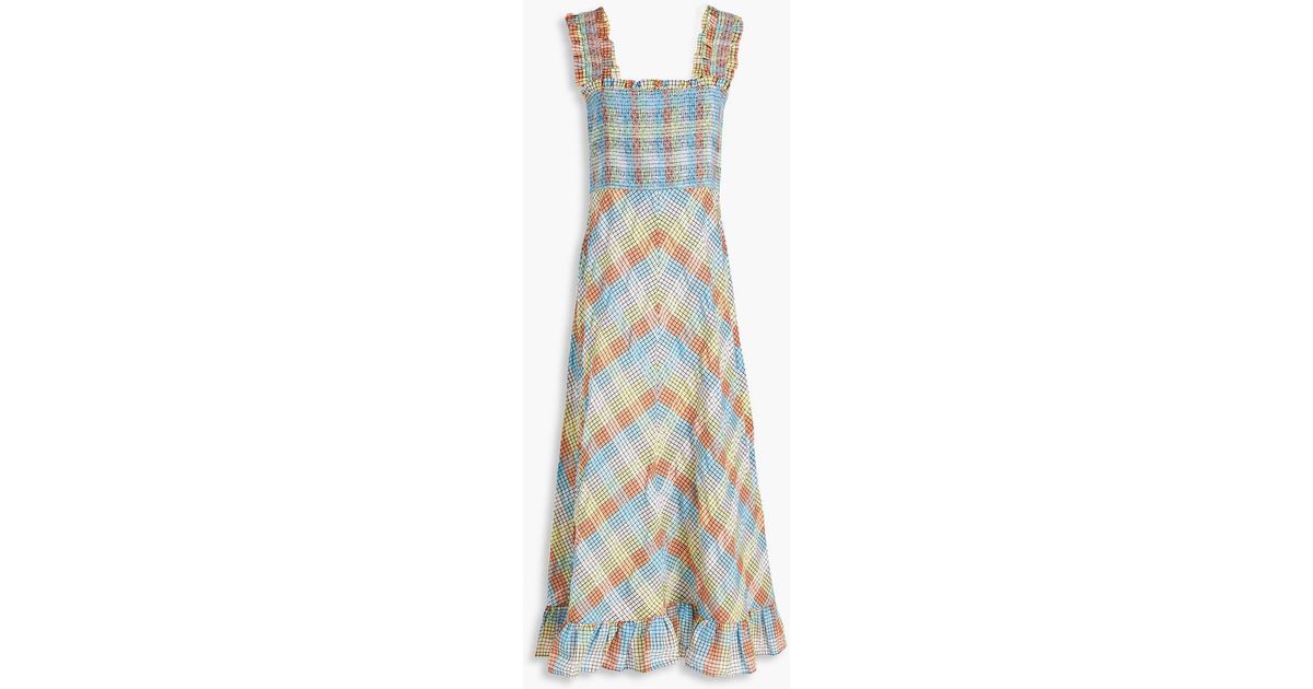 Ganni seersucker check maxi dress 2025