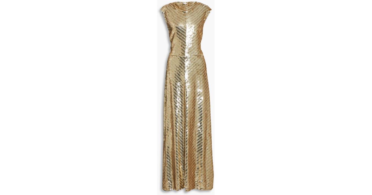 Valentino Synthetic Sequined Crepe Gown in Metallic | Lyst