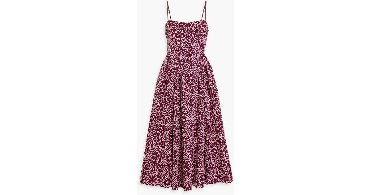Jonathan Simkhai Kittiya Pleated Broderie Anglaise Cotton Midi Dress in  Purple | Lyst