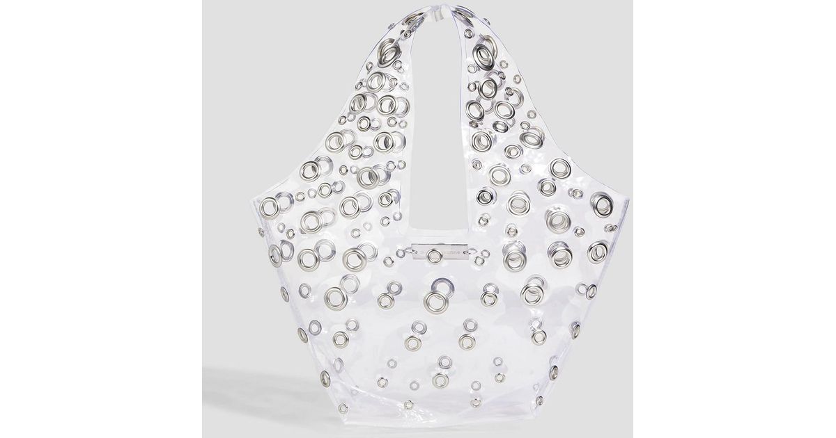 Rabanne Mini Eyelet-embellished Pvc Tote in White | Lyst UK