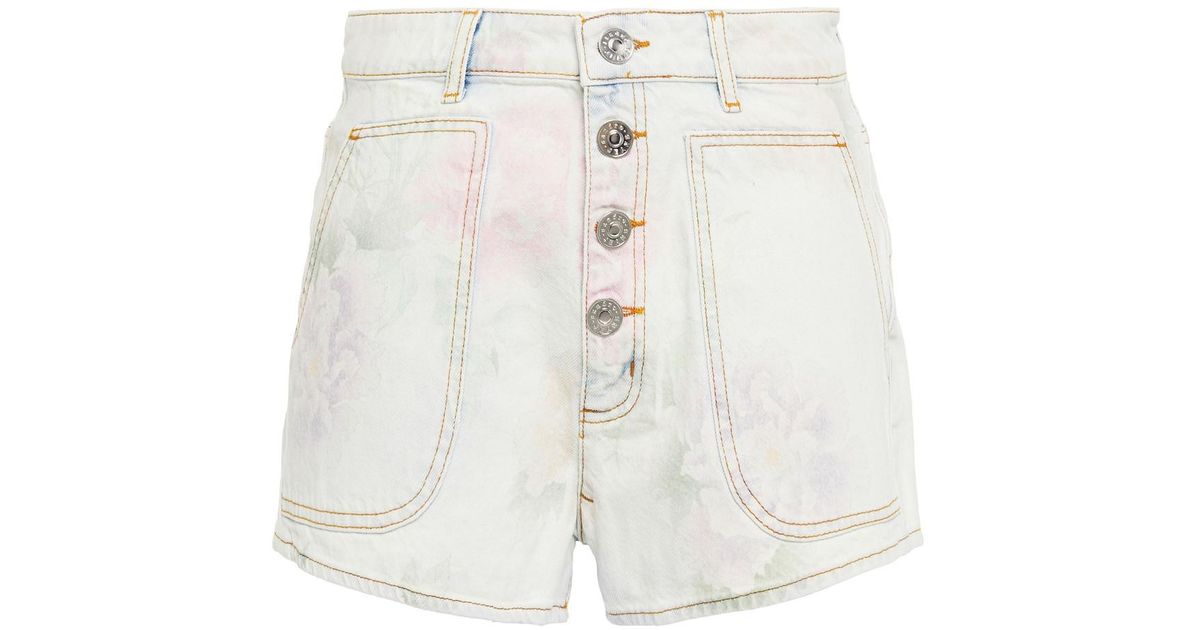 Sandro Flow Floral-print Denim Shorts 