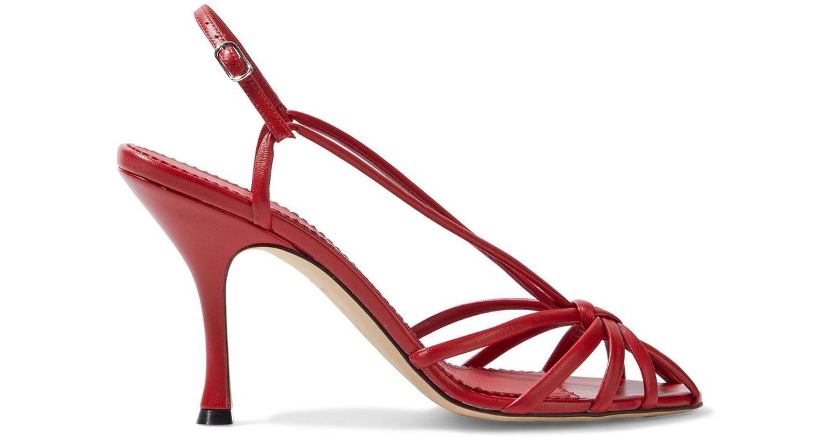 Victoria Beckham Brigitte Knotted Leather Slingback Sandals in Red | Lyst