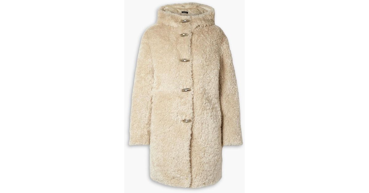 Rag & Bone iggy Wool-blend Faux Fur Hooded Coat in Natural | Lyst