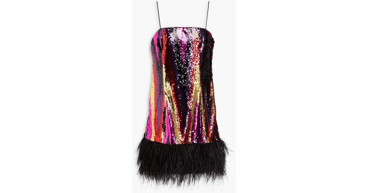 Rebecca Vallance Davina Feather-Trimmed Mini Dress main image 1
