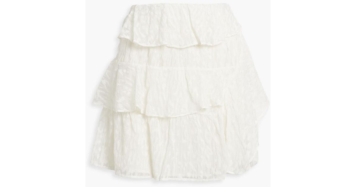 IRO Looks Tiered Devoré Silk-chiffon Mini Skirt in White | Lyst UK