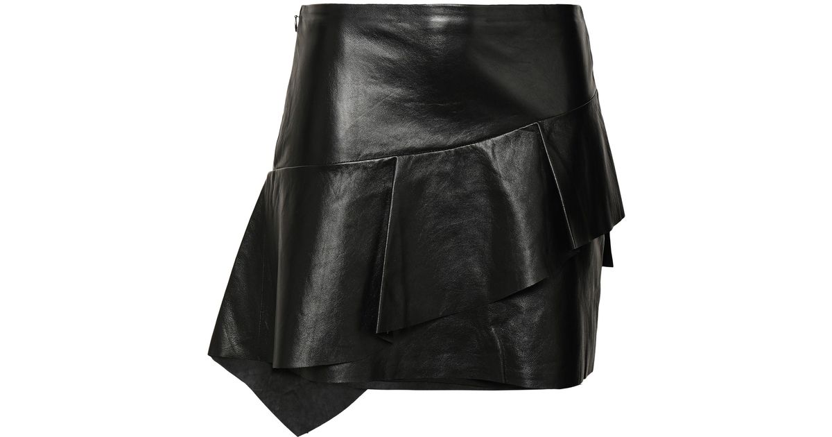 Joie Botan Ruffled Leather Mini Skirt Black - Lyst