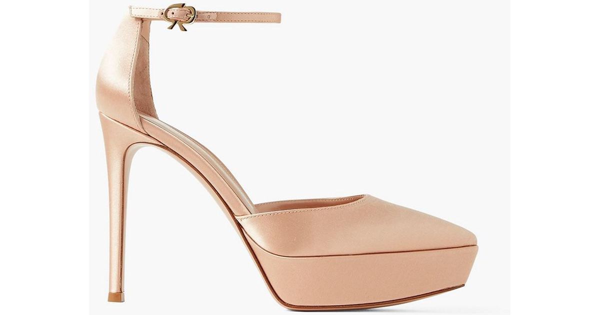 Gianvito Rossi Raso 85mm Satin Platform Pumps in White | Lyst