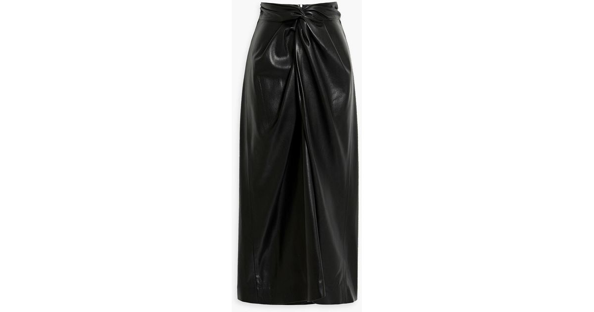 MSGM Twist-front Faux Leather Midi Skirt in Black | Lyst Australia