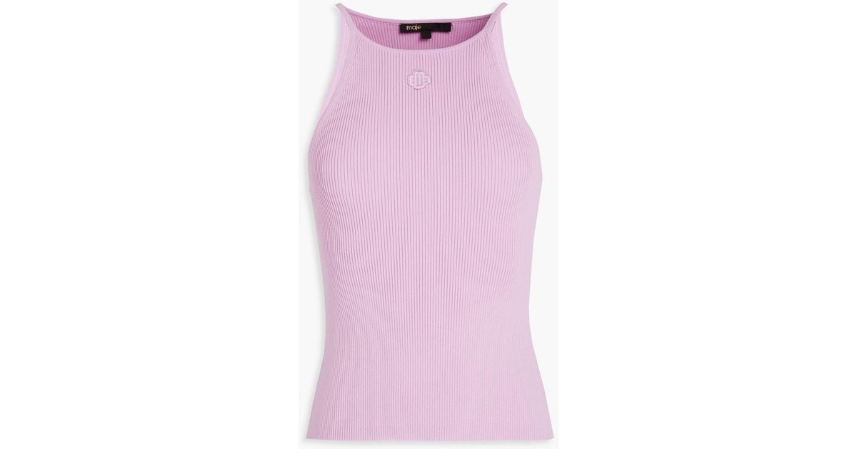 Maje Ribbed-knit Top in Pink Lyst UK