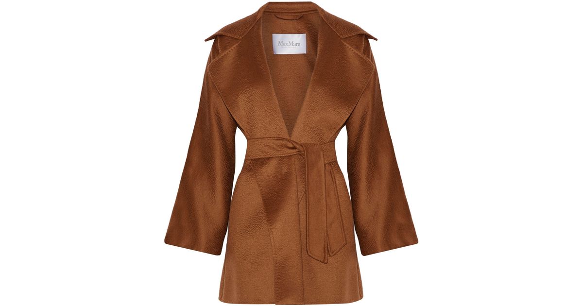 Max Mara Gas Cashmere Wrap Coat in Brown | Lyst