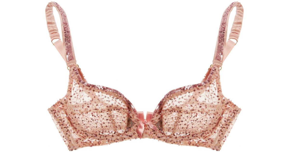Agent Provocateur Soirée Czarinah Sequined Tulle Underwired Bra in Pastel  Pink (Pink) - Lyst