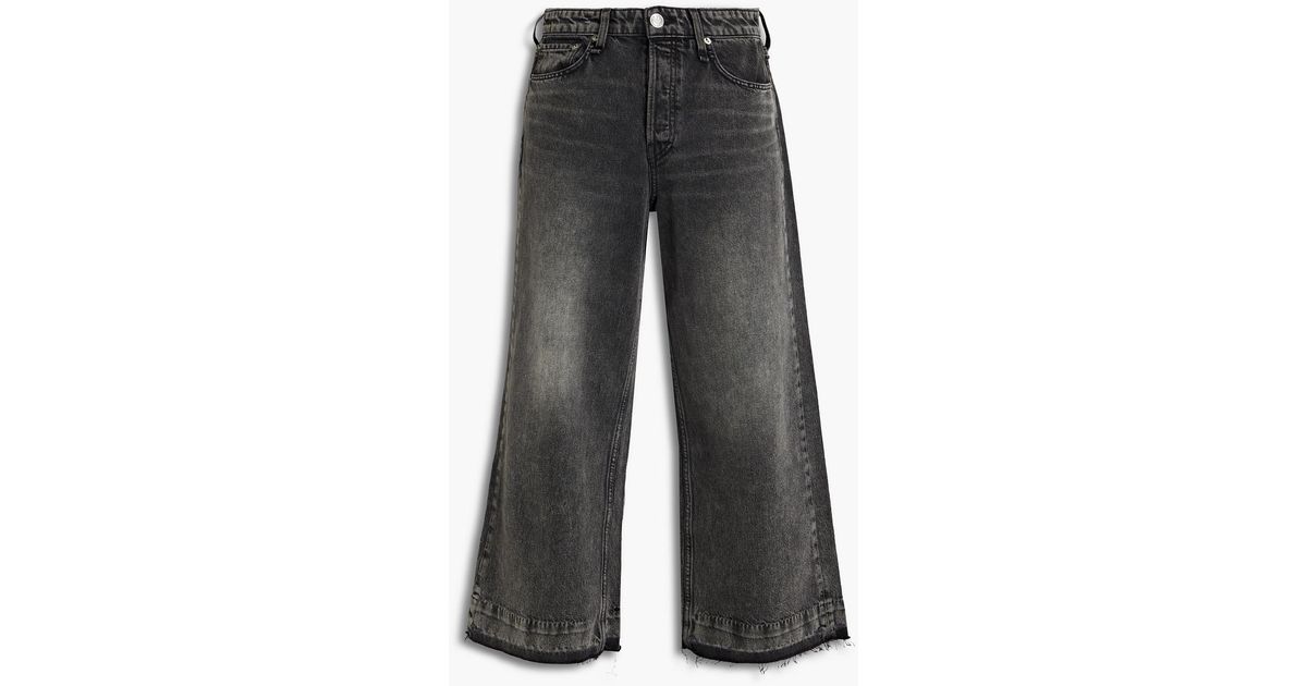 Rag & Bone Maya Cropped Faded High-rise Wide-leg Jeans in Gray | Lyst