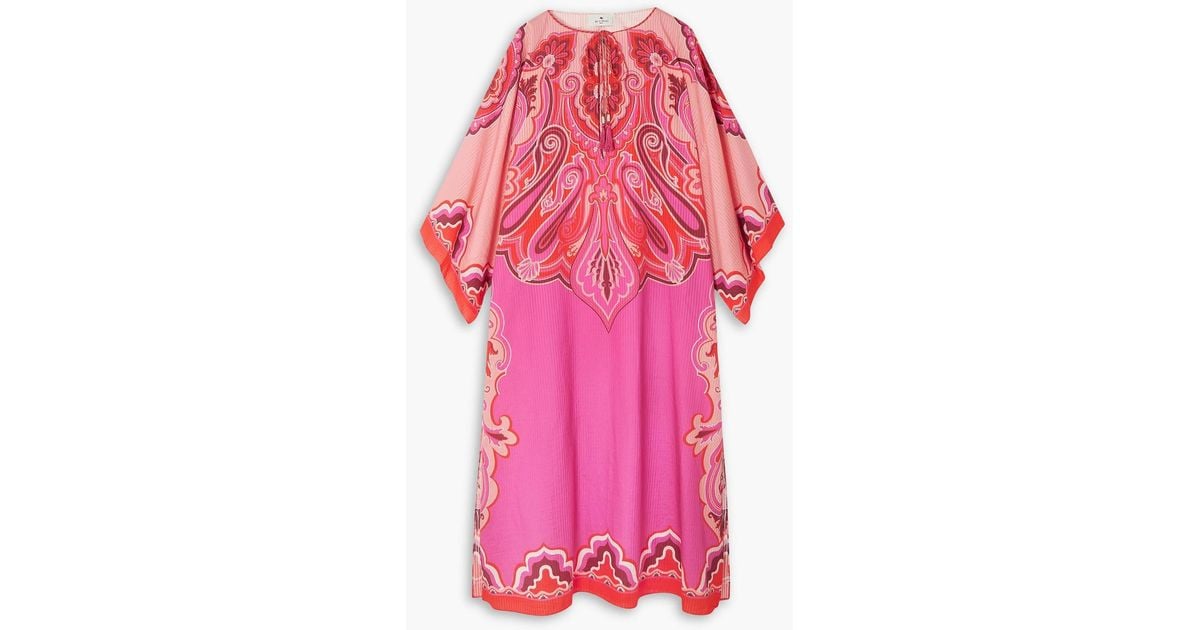 【ETRO】paisley-print cotton and silk-blend kaftan Etro Paisley-print Cotton And Silk-blend Kaftan in Pink | Lyst