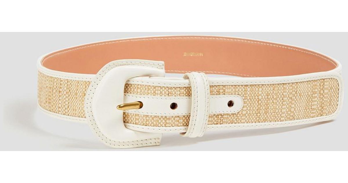 Zimmermann White and Tan Woven Belt Zimmermann 30mm raffia and leather belt Zimmermann main image 3