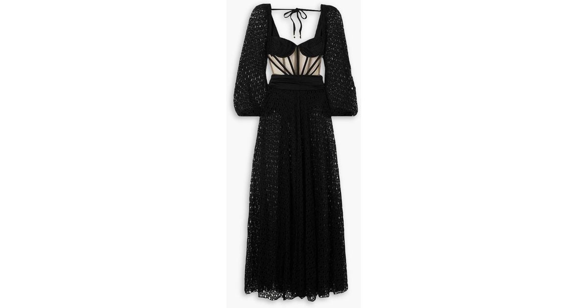 【PATBO】cutout stretch-jersey and crochet-knit maxi ドレス PATBO Cutout Stretch-jersey And Crochet-knit Modal-blend