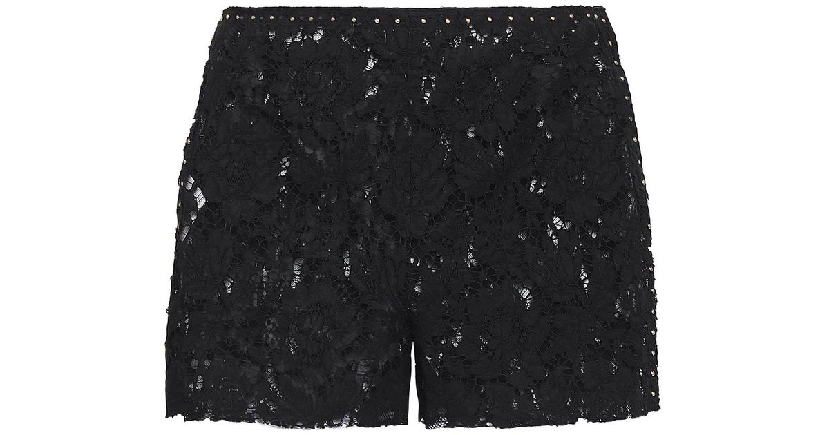 Valentino Garavani Studded Cotton blend Corded Lace Shorts in