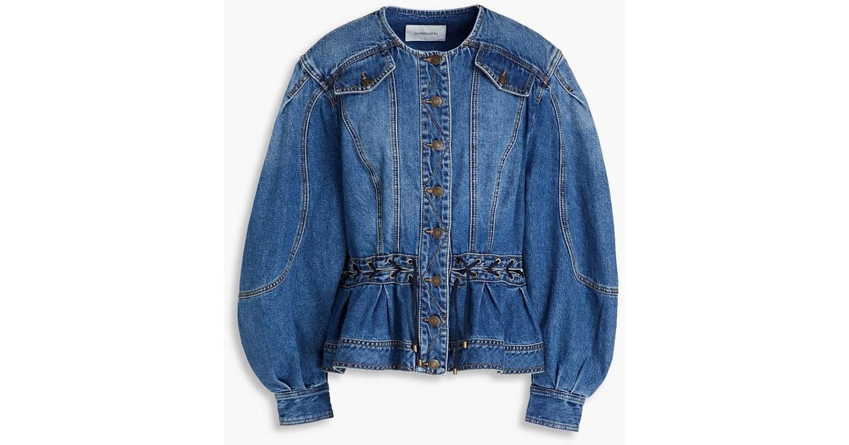 Zimmermann Rhythmic Lace up Denim Jacket in Blue Lyst