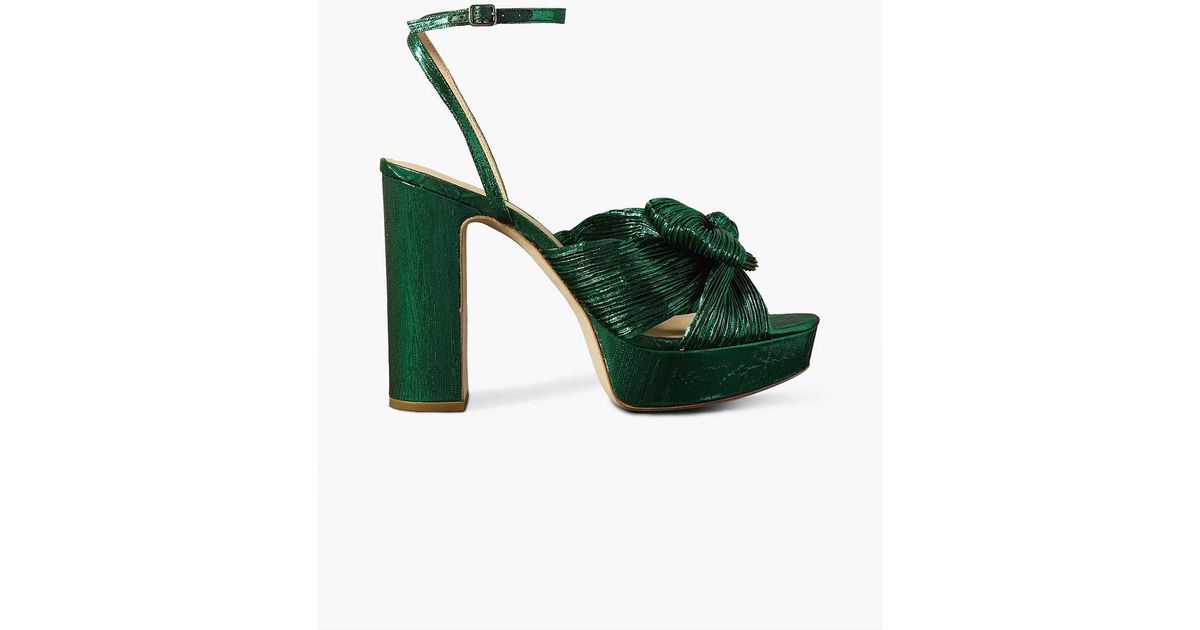 Loeffler Randall Natalia Bow-embellished Plissé-lamé  display picture 1