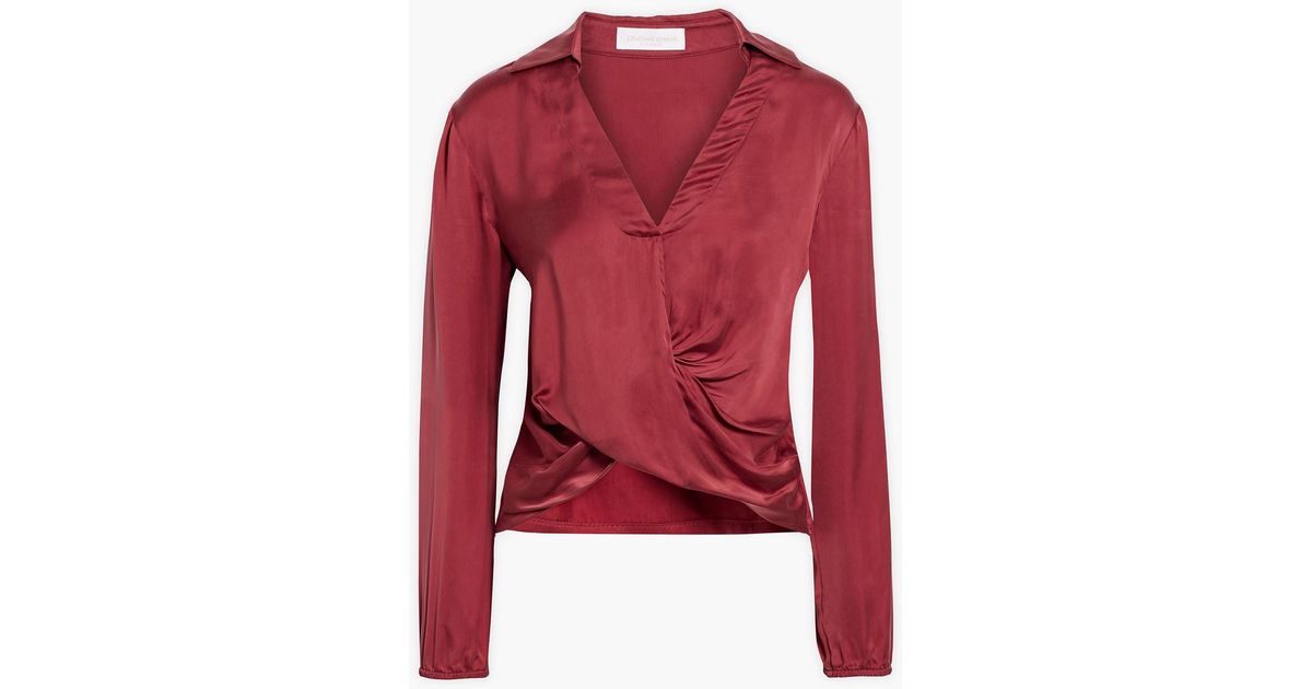 Jonathan Simkhai Twist-front Cupro-charmeuse Blouse in Burgundy (Red ...