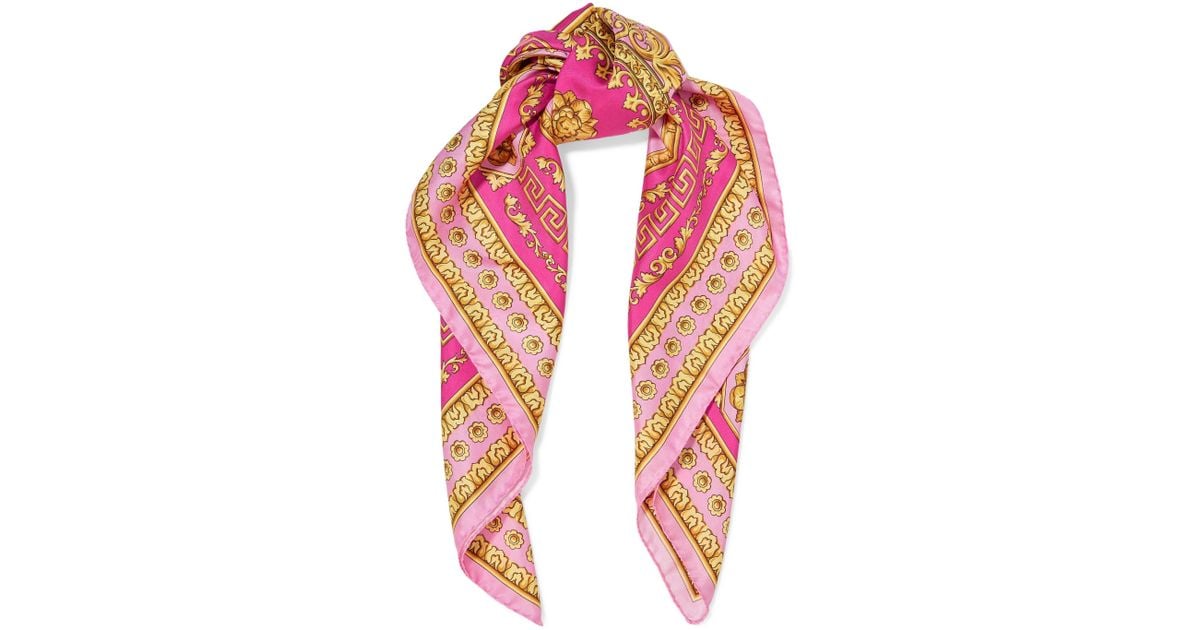 Versace Barocco-print Silk Scarf - Pink