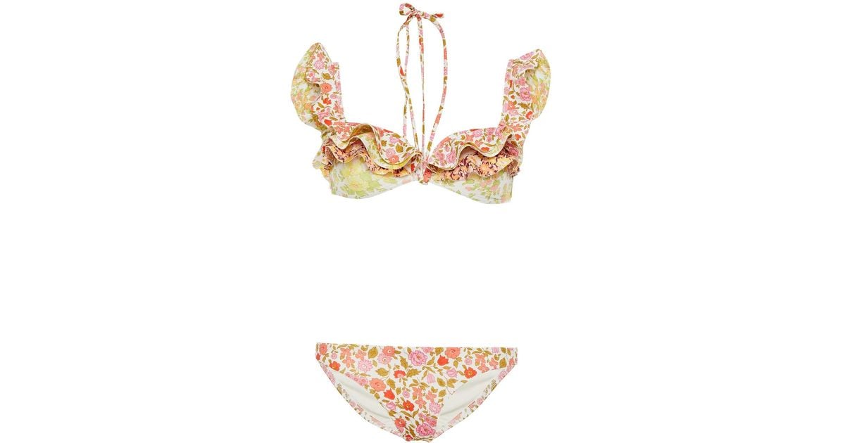 【ZIMMERMANN】ビキニ ラッフルトリム フローラルプリント Multi Halliday ruffled floral-print bikini top | ZIMMERMANN
