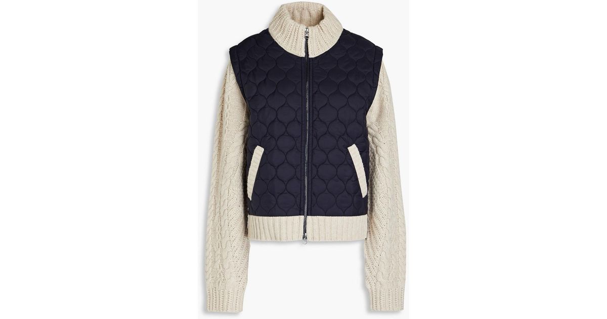 Veronica Beard Quilted Shell And Cable-knit Wool-blend Jacket in Blue ...