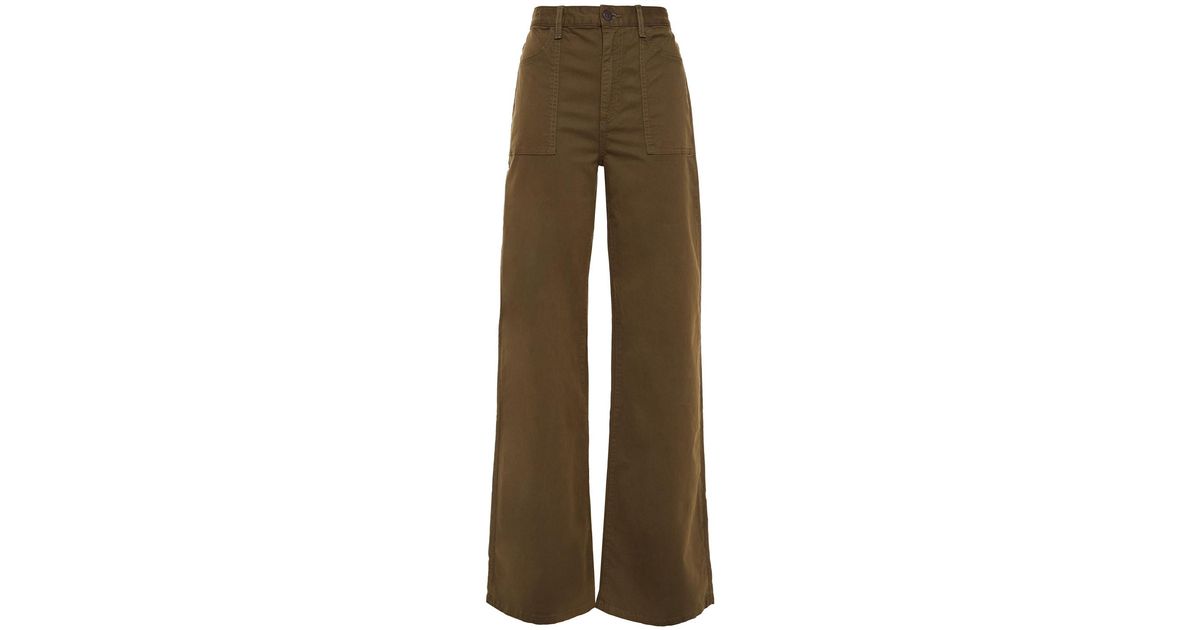 Veronica Beard Crosbie Cotton-blend Twill Wide-leg Pants Army Green - Lyst