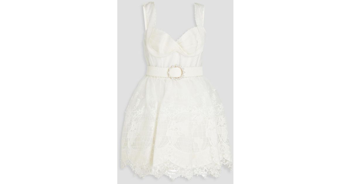Zimmermann High Tide Corseted Linen-silk Mini Dress in White | Lyst Canada