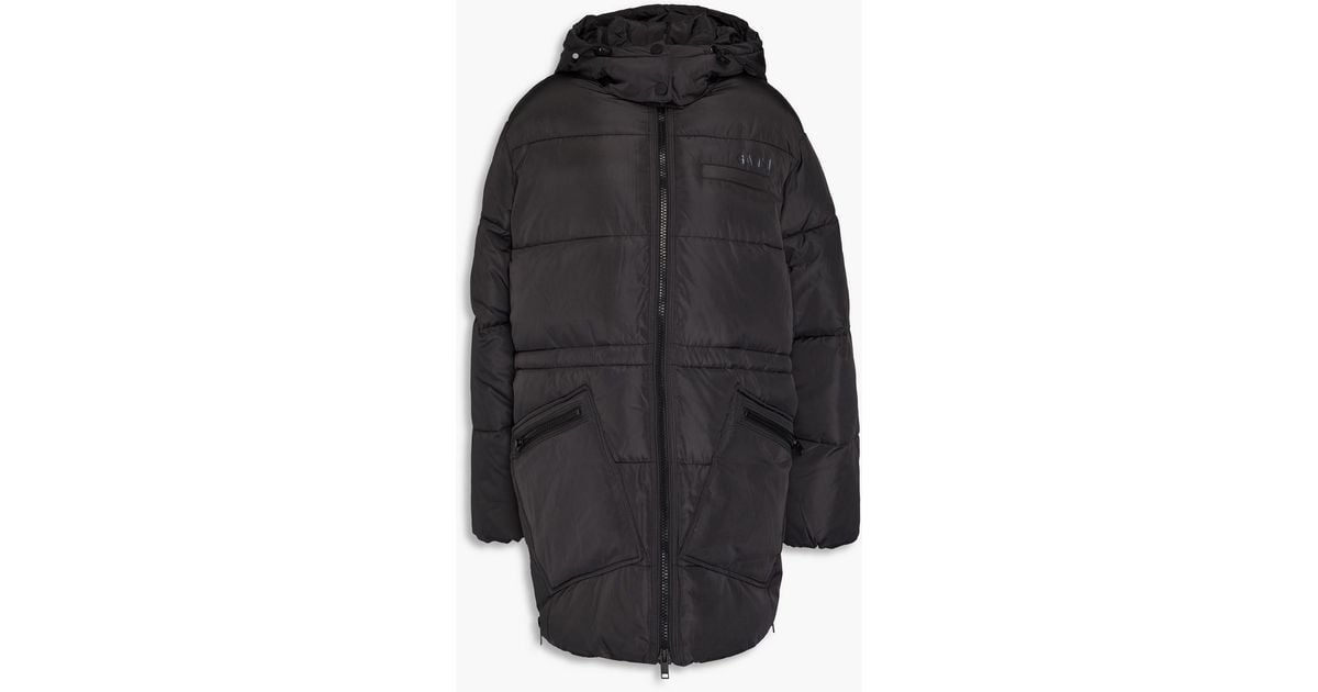 Ganni Appliqued Quilted Shell Hooded Jacket in Black Lyst Canada