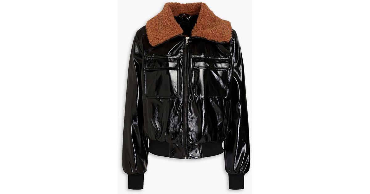 Mother Faux Patent leather Bomber Jacket in Black Lyst UK