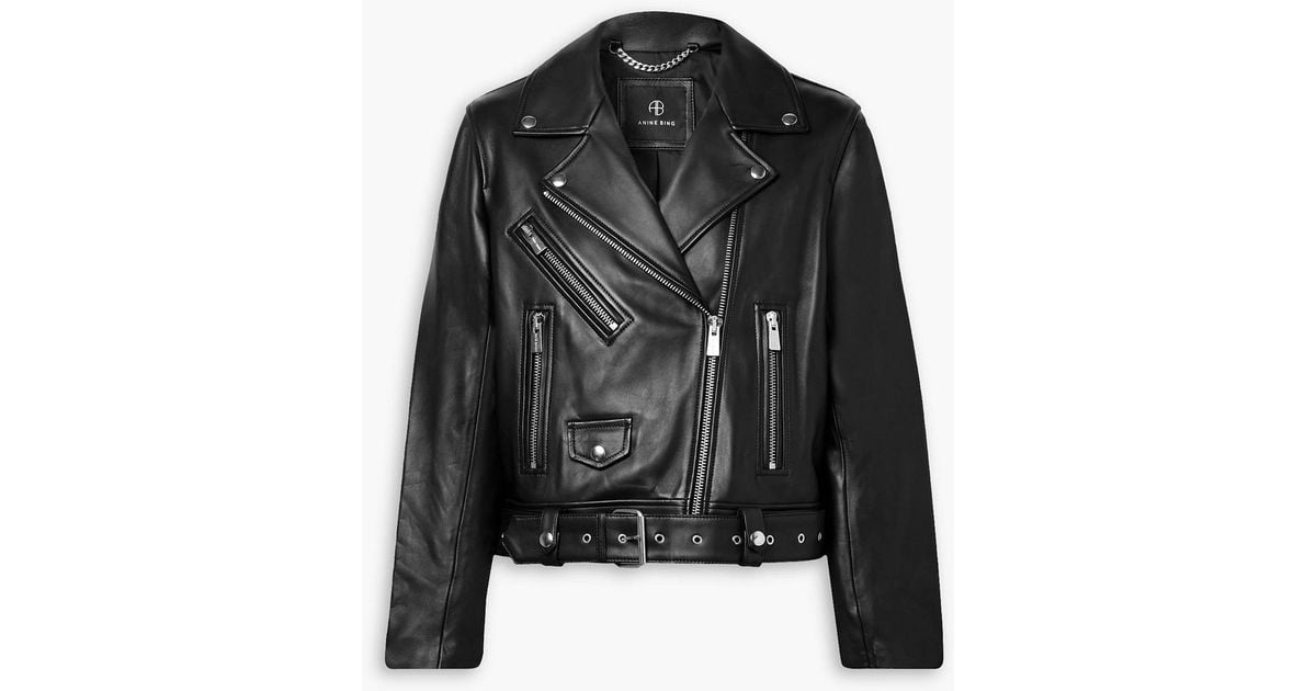 Anine Bing Benjamin Leather Biker Jacket in Black Lyst UK
