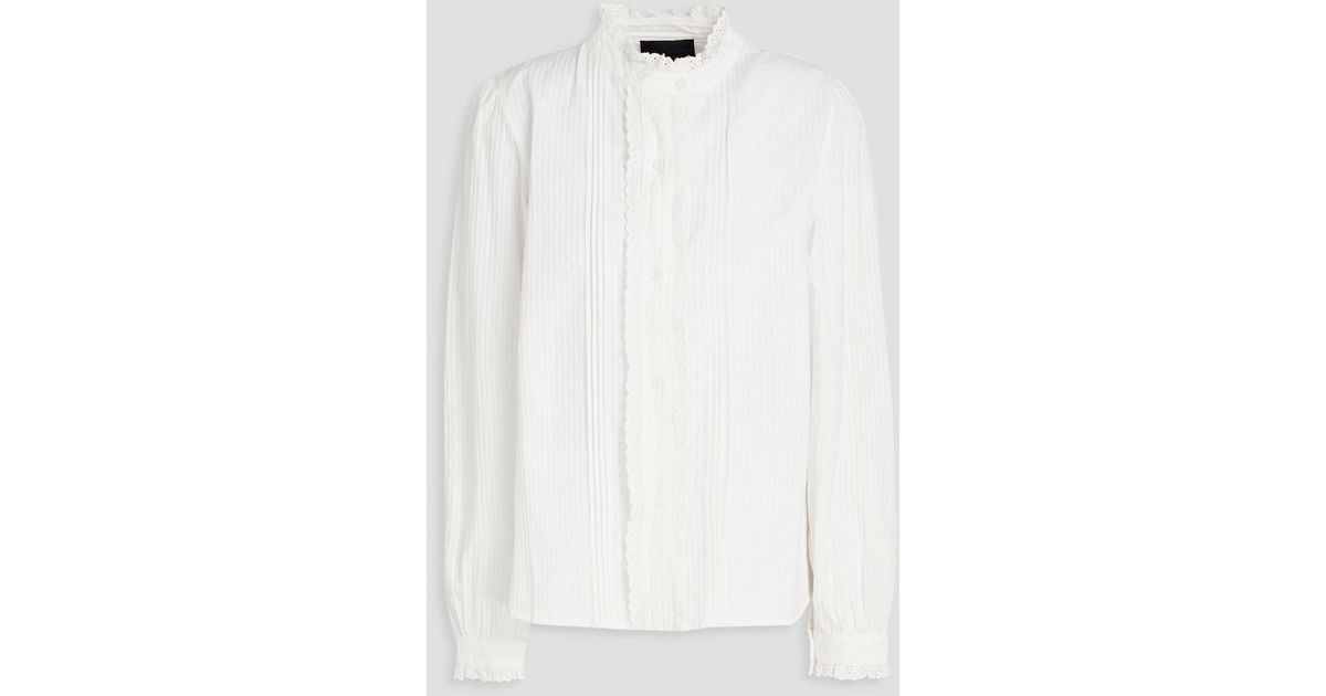 Nili Lotan Thea Broderie Anglaise-trimmed Seersucker Shirt in White ...