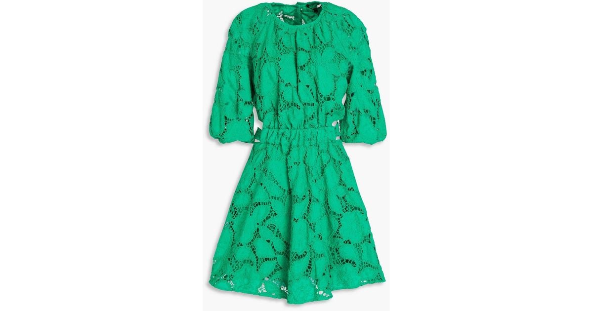 Maje Cutout Broderie Anglaise Cotton Mini Dress in Green | Lyst