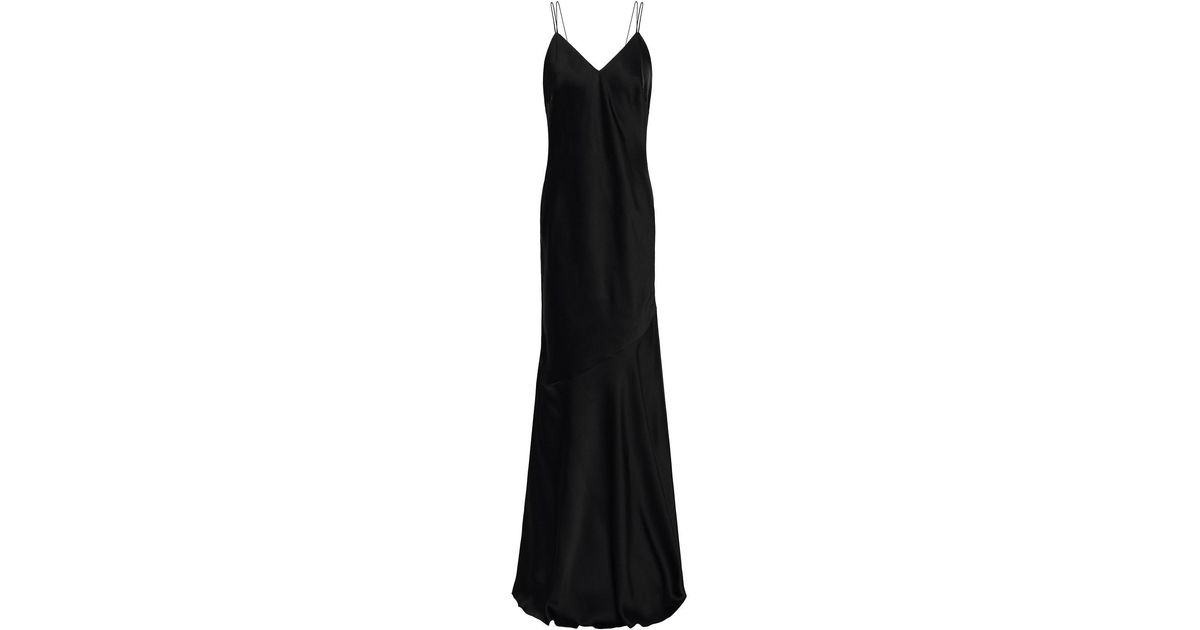 Rachel Zoe Open-back Satin-crepe Maxi Slip Dress in Black | Lyst
