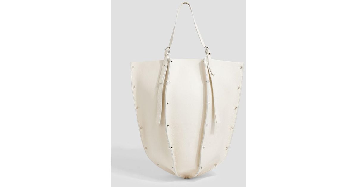 Chlo Carmela Studded Pebbled Leather Tote In White Lyst chlo-carmela-studded-pebbled-leather-tote-in-white-lyst