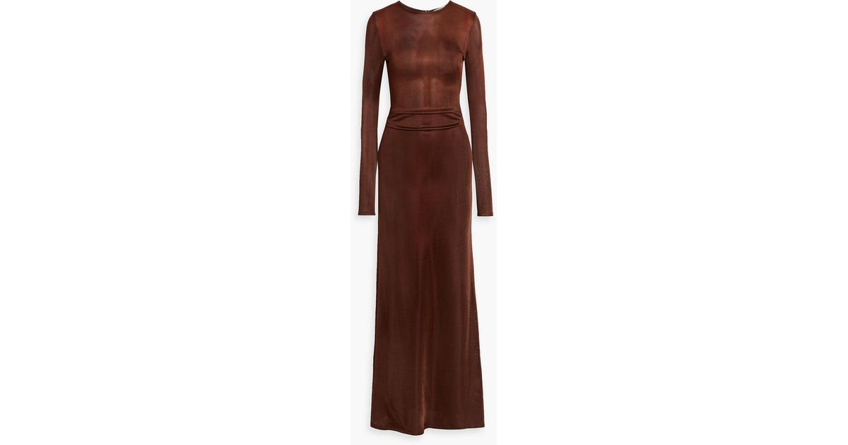 TOVE Luella Satin-Jersey Maxi Dress in Brown | Lyst