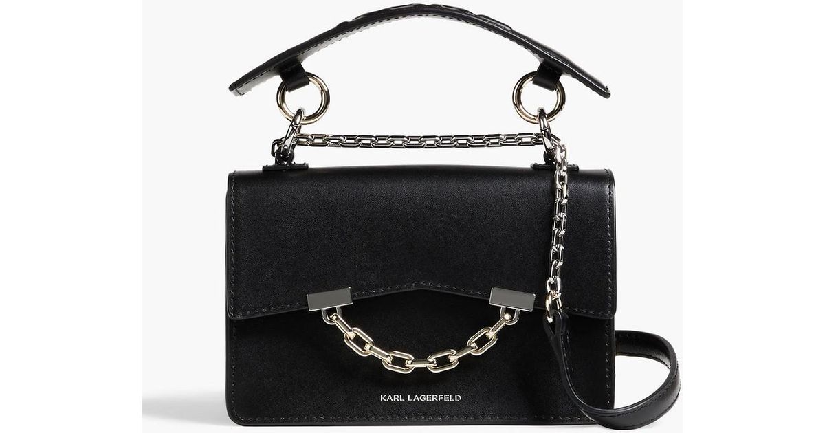 Karl Lagerfeld Chaintrimmed Leather Shoulder Bag in Black Lyst