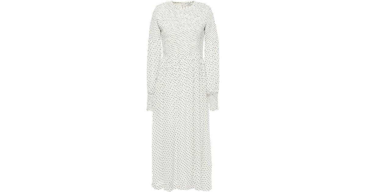 Ganni Rometty Shirred Polka-dot Georgette Midi Dress Ivory in White | Lyst  Australia