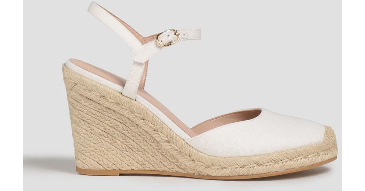 Stuart Weitzman Mykonos Canvas Wedge Espadrilles in White Lyst UK