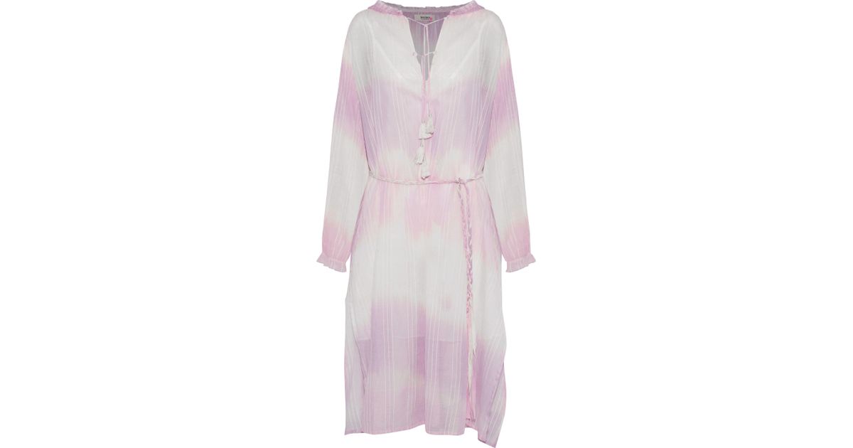 lemlem Tie-dyed Striped Cotton-gauze Dress Lavender in Pink - Lyst