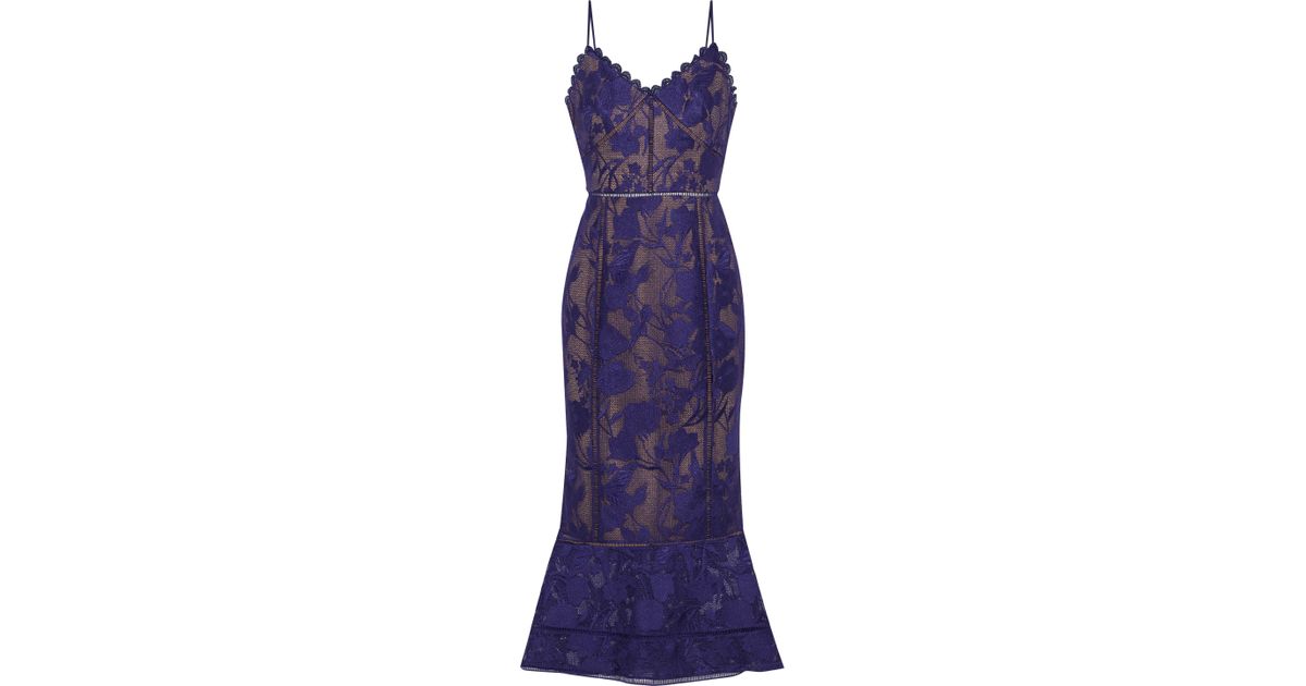 marchesa notte purple lace dress
